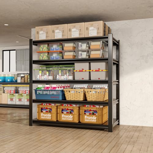 59" W Garage Shelving,5-Tier Heavy Duty Shelving Unit,3000LBS Adjustable Metal Storage Shelves,Storage Rack Units for Industrie,Shed,Warehouse,Basement,Black,59" W x 19.7" D x 72" H - size: 19.7"Dx59"Wx72"H