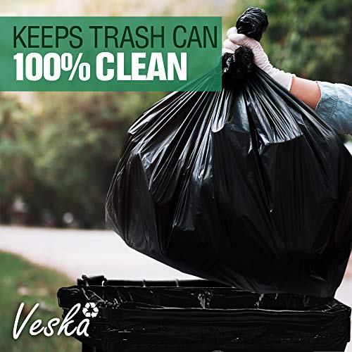Veska 55 Gallon Trash Bags Heavy Duty, (Value-Pack 50 Count w/Ties) 55-60 Gallon Trash Bags Large Black 50-60 Gallon Garbage Liners for Lawn, Leaf, and Commercial - size: 50 Count (Pack of 1)
