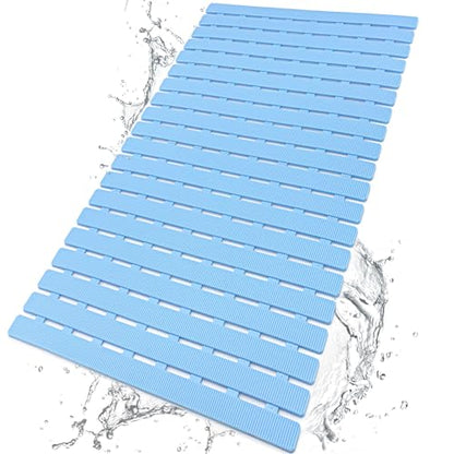 BEMISO Shower Mat Non Slip Bathtub Mat 27.5 x 15.7 Inch Bath Mat for Tub - color: Blue, size: 27.5 x 15.7 inches