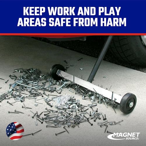 Master Magnetics Magnetic Sweeper with Wheels - Rolling Magnet Sweeper - Powerful Magnetic Tool for Lawn and Shop Use - Pick Up Nails and Other Metal Debris - Strong 30 lb Pull - 14.5” - style: 14.5"
