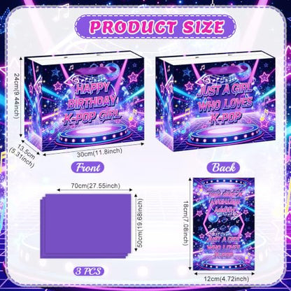 Hkshaoda Kpop Gift Bag Just A Girl Who Loves KPOP Wrapping Paper Large Disco Music Gift Bag with Tissue Paper and Card Kpop Party Decor for Teen Girls Birthday Party Supplies 11.8in