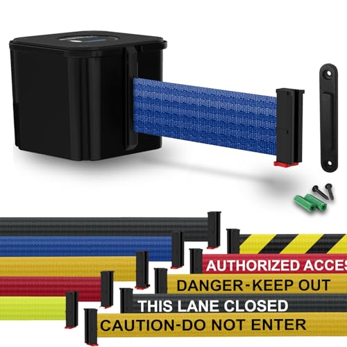 Wall Mounted Black Retracta-Belt 15' Blue Belt Barrier - color: Black Case w/ Blue Belt, size: 15' Belt