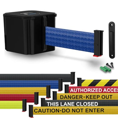 Wall Mounted Black Retracta-Belt 15' Blue Belt Barrier - color: Black Case w/ Blue Belt, size: 15' Belt