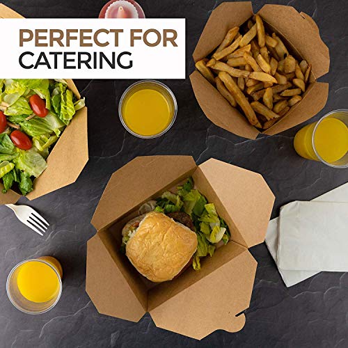 Stock Your Home Microwaveable Kraft Brown Take Out Boxes 71 oz (40 Pack) Leak and Grease Resistant Food Containers - Recyclable Lunch Box - to Go Containers for Restaurants, Catering and Parties - size: Forty Pack (71 Oz)