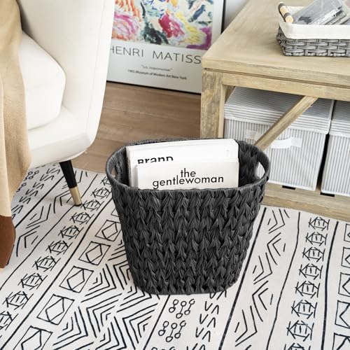 GRANNY SAYS Wicker Trash Can, Wicker Waste Basket for Bathroom, Black - color: Black, size: Rectangular - 13"L x 7½"W x 12¼"H