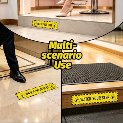 Watch Your Step Sign Sticker, 2 Pack 14 x 2.7 Inch Floor Warning Decal - color: Watch Your Step 579