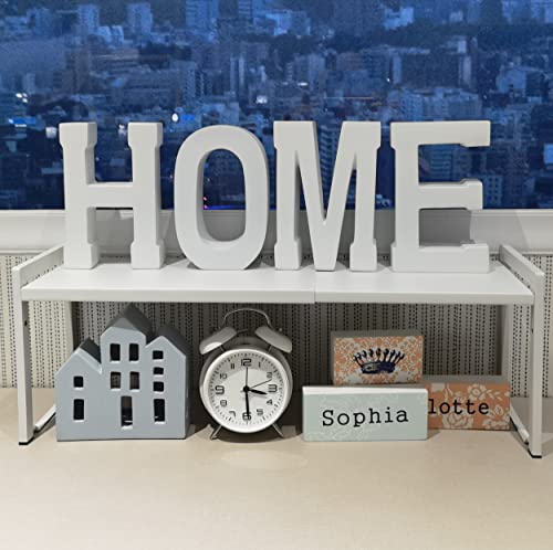 Expandable Cabinet Shelf 7.9"D Adjustable Countertop Riser Metal Rack White - color: White, size: 7.9"D (normal) - 1 Pack