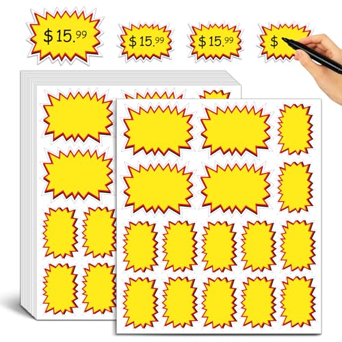 400 Pcs Removable Garage Sale Stickers,3"x 4" &2" x 3 Adhesive Yard Sale Price Stickers for Garage/Yard Sales Supplies, Flea Markets, Retail, Small Business
