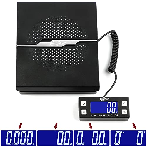 Weighmax W-8809 150lbs x 0.1oz Digital Shipping and Postal Scale with Extended Display, Black, Batteries and Ac Adapter Included, W-8809-150 Black - color: Black