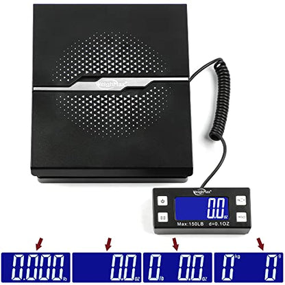Weighmax W-8809 150lbs x 0.1oz Digital Shipping and Postal Scale with Extended Display, Black, Batteries and Ac Adapter Included, W-8809-150 Black - color: Black
