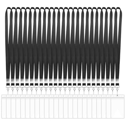 24 Pack Id Badge Lanyards with Waterproof Badge Holders, Black - color: 24pcs Black
