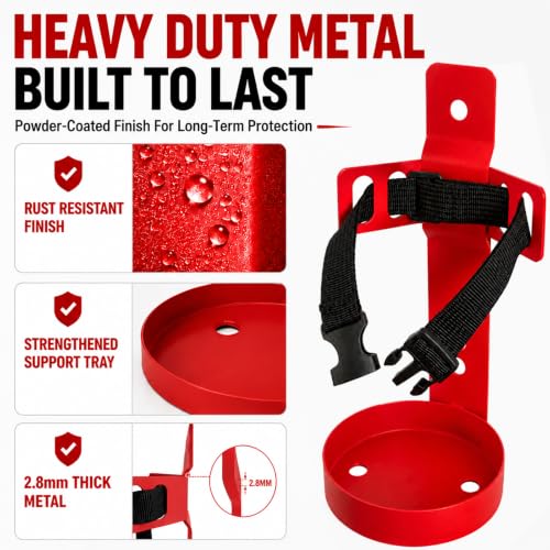 Compact Fire Extinguisher Wall Mount Bracket - Heavy Duty Quick Release Holder for 2.5 lb Fire Extinguishers 1 Pack