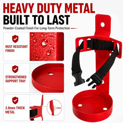 Compact Fire Extinguisher Wall Mount Bracket - Heavy Duty Quick Release Holder for 2.5 lb Fire Extinguishers 1 Pack