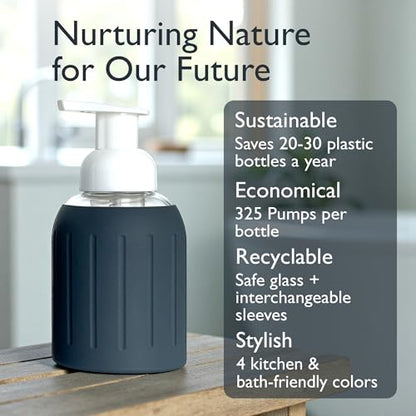 Foaming Glass Hand Soap Dispenser Pump Charcoal 8oz - color: Charcoal