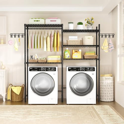 Ulif 65.3"W x 13.4"D x 77.5"H Clothes Drying Rack Over Washer Dryer Shelves - color: Black, size: Large: 65.3”W x 13.4”D x 77.5”H