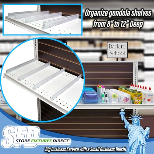 Adjustable Gondola Shelf Dividers - Retracting Item Organizer for Shelves 8" to 12" D - 10 Pack - size: 10 Pack, style: Fits Shelves: 8" to 12" Deep