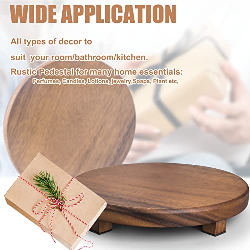 Walnut Wood Pedestal Stand, Decorative Wood Riser For Display, Farmhouse Decor Soap Tray, Displays Your Plant Bottles Candles for Your Home (Round,9 x 1.57Inch) - size: Round & 9*9*1.57 ''