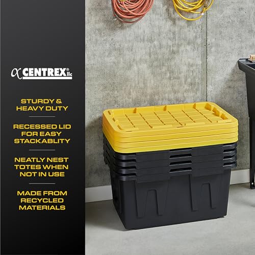 CX Heavy Duty 4-Tier Garage Storage Shelves + 8-pack 27-Gallon Bins & Lids - style: Shelf + 27 Gallon Container (8-Pack)