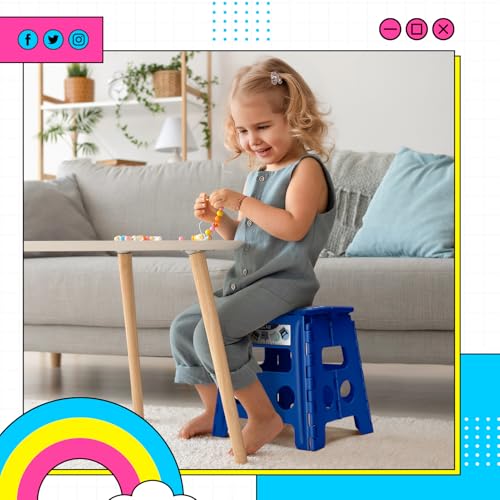 Delxo Folding Step Stool 13 inch 2 Pack,300 Lbs Step Stool for Kids&Adults - color: Blue, size: 13 Inch-2 Pack