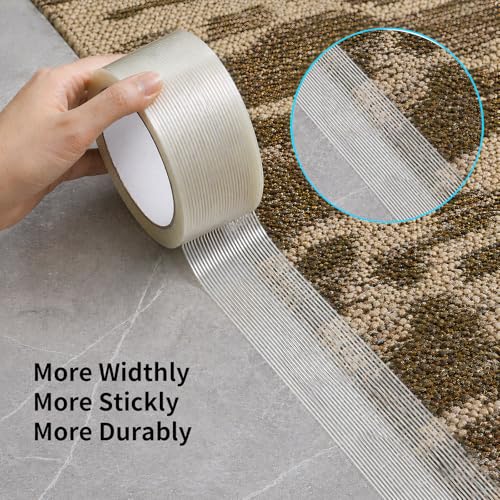 Clear Packing Tape Heavy Duty 2 Inch x 60 Yards, 1 Rolls 5.5 Mil Transparent Fiberglass Reinforced Filament Tape, Heavy Duty Strapping Tape for Packaging, Shipping, Bundling & Moving Boxes - size: 1Roll: 2 Inch x 60y
