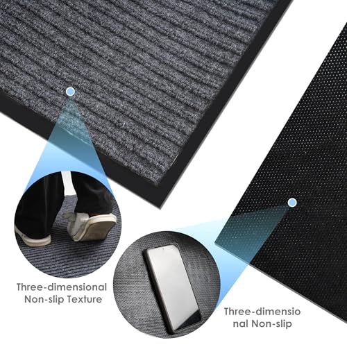uyoyous Front Door Mat 3' X 10' Commercial Door Mats Heavy Duty Carpet Grey - color: Grey