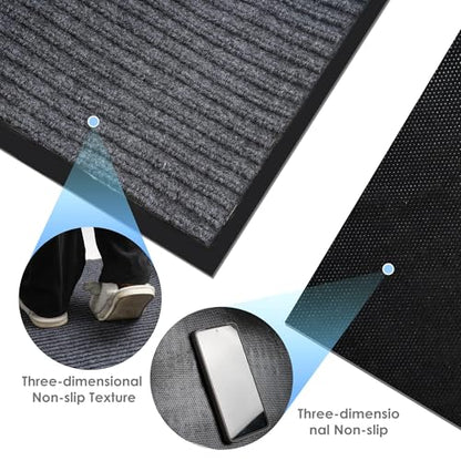 uyoyous Front Door Mat 3' X 10' Commercial Door Mats Heavy Duty Carpet Grey - color: Grey