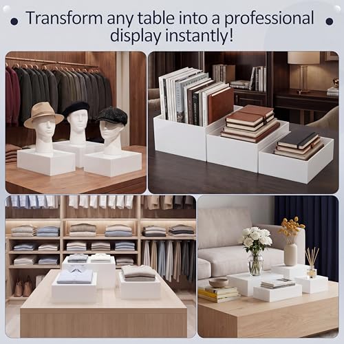 3 Pack Extra Large White Acrylic Buffet Risers 14” 13” 12” Cubes - color: White, style: Cube