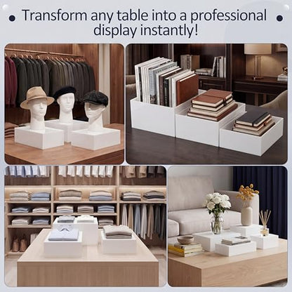 3 Pack Extra Large White Acrylic Buffet Risers 14” 13” 12” Cubes - color: White, style: Cube