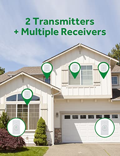 AVANTEK Wireless Doorbell, 1000 ft Range, 2 Buttons + 1 Receiver, White - color: White 1 Receiver + 2 Buttons