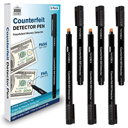 Nadex Counterfeit Pen, Easy Swipe - Gold for Real, Black for Fake, Detect Counterfeit Bills (6 Pack) - size: 1 Count (Pack of 6)