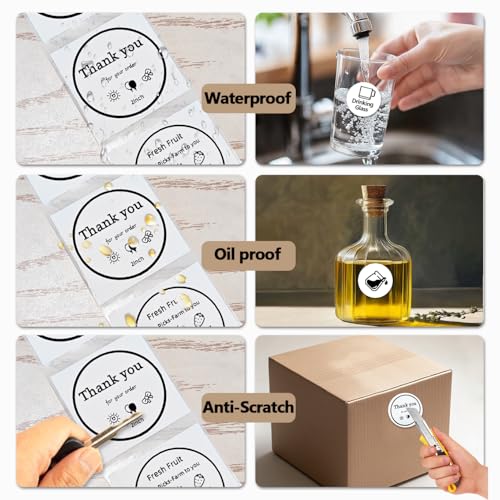 750PCS 2 Inch Circle Thermal Sticker Paper for Label Printer, White - color: White, size: 750PCS/Roll