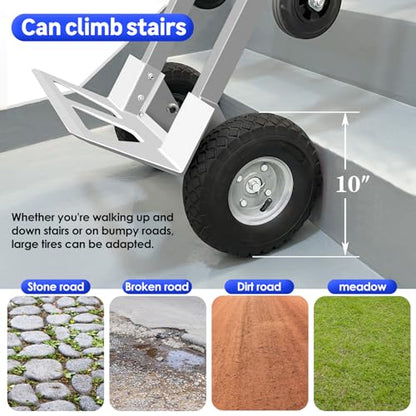 Silver Convertible Hand Truck Dolly Cart with Wheels Heavy Duty, 1000 Lbs Capacity, 2 Straps for Moving Furniture/Appliance/Carton/Warehouse/Office/Easy to Follow Video to Install - color: Silver