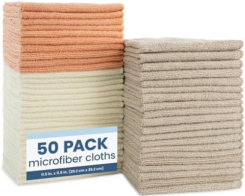 S&T INC. Microfiber Cleaning Cloth, 50 Pack, 11.5" x 11.5", Assorted Colors