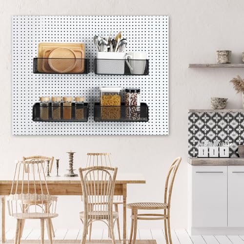 Tioncy 4 Pcs Magnetic Storage Bin Magnetic Locker Organizer for Pegboard Refrigerator Shelves Basket Container Wire Storage Holder for Kitchen Home Whiteboard(Black,10.6''l) - size: 10.6''L