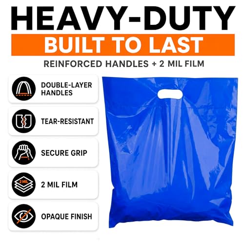 16x18 Large Plastic Shopping Bags for Small Business with Handles