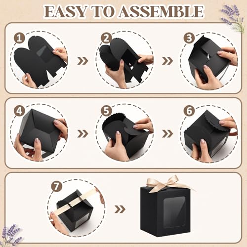 Kolldenn 24 Pcs Mug Gifts Boxes with Ribbon, 11oz, 12oz, 15oz, Black - color: Black