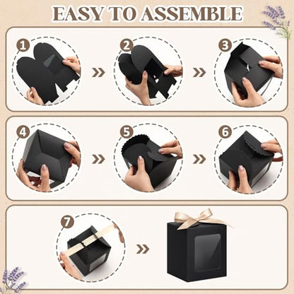 Kolldenn 24 Pcs Mug Gifts Boxes with Ribbon, 11oz, 12oz, 15oz, Black - color: Black