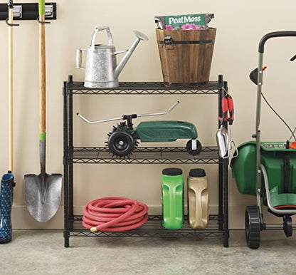 Whitmor 3 Tier Shelving Unit, Metal Shelving, Adjustable Wire Shelving - color: Black, size: 3-TIER,36"L x 14"W x 36"H