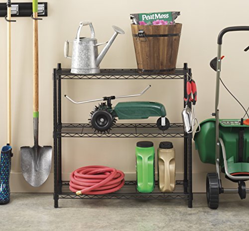 Whitmor 3 Tier Shelving Unit, Metal Shelving, Adjustable Wire Shelving - color: Black, size: 3-TIER,36"L x 14"W x 36"H
