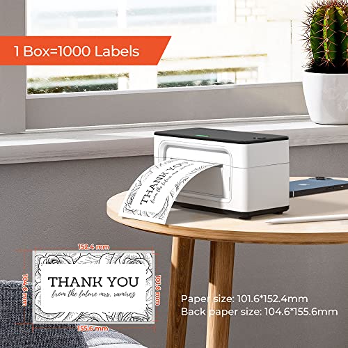 MUNBYN 4x6 Inch Thermal Labels, 1000 Labels/2 Stacks(500 Pcs per Stack) - color: White, size: 4x6*1000