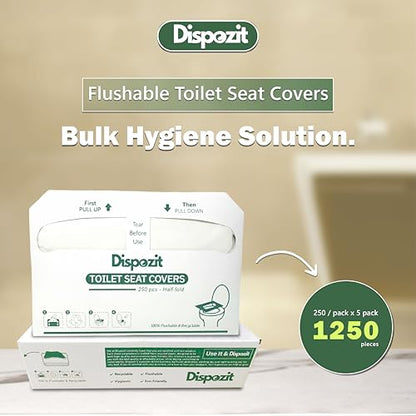 1250 Pcs Flushable Toilet Seat Covers for Hotel, Business, and Commercial
