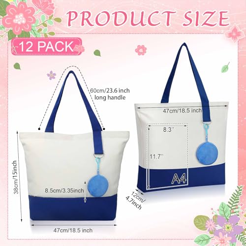 Sanwuta Canvas Tote Bags with Zipper Plush Purse Craft - color: Blue