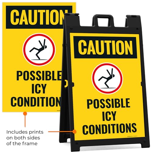 Caution Possible Ice Conditions Sign Kit, - size: 24x36 Inches, style: A-frame + 2 Panel Kit