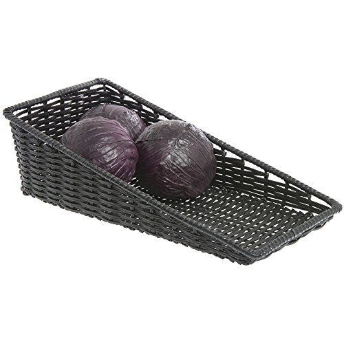 HUBERT Wicker Look Tapered Storage Basket, Rectangular Black - 11 1/2"L x 24"D x 1 1/2" to 7"H - color: Black, size: 11.5"Lx24"Dx1.5-7"H
