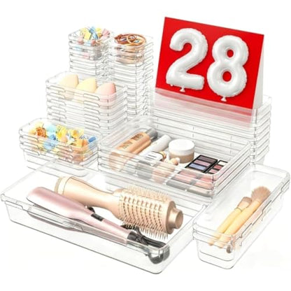 A-LuGei 【Military Grade】 Drawer Organizer for Vanity Bathroom Makeup Desk - color: Clear