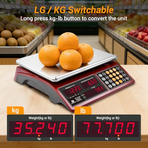 66lb Digital Commercial Kitchen Scale with Price Computing - color: Stainless Steel Scale Pan-Large Size-RED LED