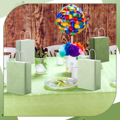 Tenceur 100 Pcs Sage Green Gift Paper Kraft Bags with Handles Party Favor - color: Green