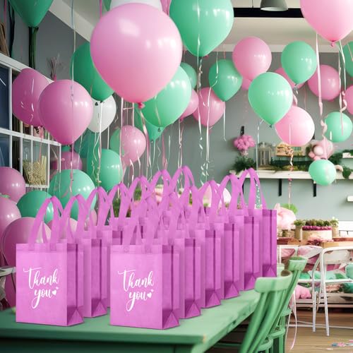 Sweetude 30 Thank You Non Woven Gift Bag, 10 x 8 x 4 Inch, Pink - color: Pink, size: 10 X 8 X 4 Inch