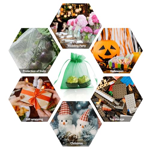 Wudygirl 100 PCS Organza Bags 3.9"x4.7" Gift Bags with Drawstring Green - color: Green, size: 3.9x4.7 IN