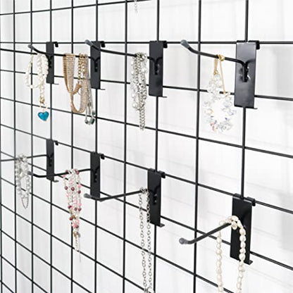HUHOLE 50 Pack 6 Inch Black Gridwall Hooks Metal Display Hangers - size: 6 Inch